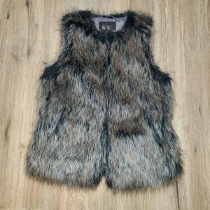 Banana Republic size S Faux Fur Vest jacket brown black gray